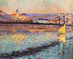 Triel sur Seine, le pont due chemin de fer (Triel on the Seine, the railroad bridge), by Robert Antoine Pinchon. 1904. An early example of Fauvism.