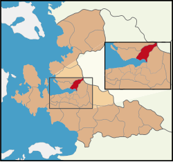 Location of Karşıyaka within metropolitan Izmir.