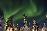 Kuusamo'da bulunan Roka'da kutup ışıkları.