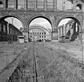 Blick vom Gleisvorfeld zum Anhalter Bahnhof, 1955