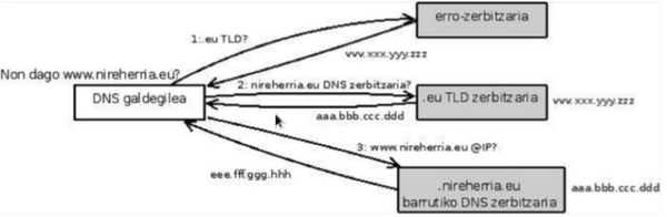 DNS protokoloaren funtzionamenduaren adibidea