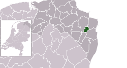 Highlighted position of Winschoten in a municipal map of Groningen