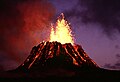 Lava erupting from the vent at Halemaʻumaʻu