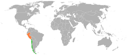 Map indicating locations of Chile and Peru