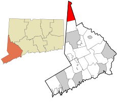 Sherman's location within Fairfield County and Connecticut