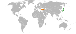 Haritada gösterilen yerlerde Japan ve Turkey