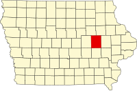 Map of Ajova highlighting Benton County