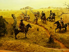 Полковник Джеймс Мур выступил во главе англо-индейского отряда в поход. Национальный монумент Окмалги