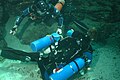 Top view of sidemount diver