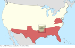 Map of the change to the international disputes involving the United States in central North America on May 6, 1861