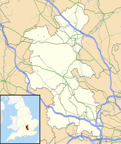 Mapa konturowa Buckinghamshire, u góry znajduje się punkt z opisem „Muzeum Bletchley Park”