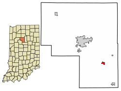 Location of Walton in Cass County, Indiana.