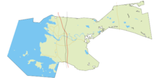 Asemakylän sijainti Haukiputaan kartalla