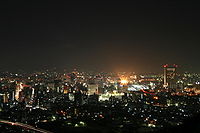 足立山中腹から見る小倉市街地の夜景