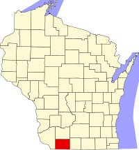 Locatie van Lafayette County in Wisconsin