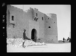 Nekhel. Ancient pilgrim fortress showing main entrance and corner tower