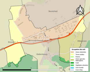 Carte en couleurs présentant l'occupation des sols.