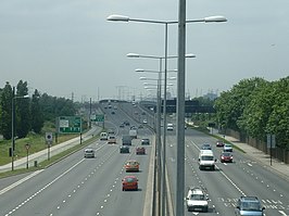 Newham Way tussen de afritten van de A406 en de A117