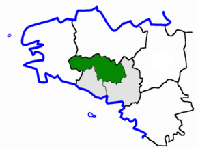 Arrondissement Brest na mapě regionu Bretaň