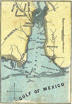 Map of Alabama Port on lower west side of Mobile Bay, 1861