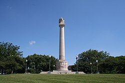 Illinois Centennial Memorial in neighborhood namesake Logan Square