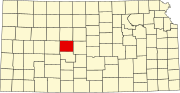 Map of Kansas highlighting Rush County