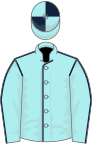 Pale blue, dark blue seams, quartered cap