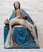 Chapelle Notre-Dame de Tréminou ː pietà (bois polychrome, XVe siècle).