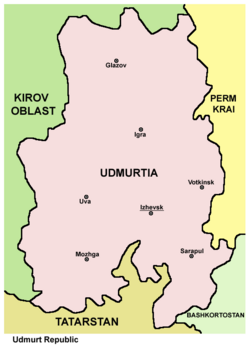 Mapa Udmurcyje