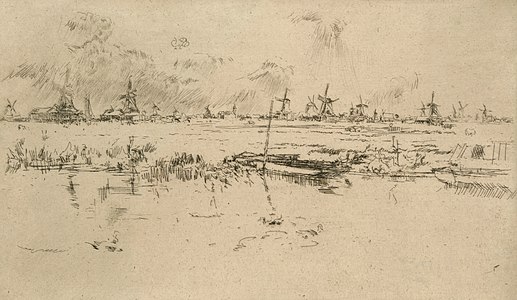 Zaandam at Etching revival, by James Abbott McNeill Whistler (edited by Durova)