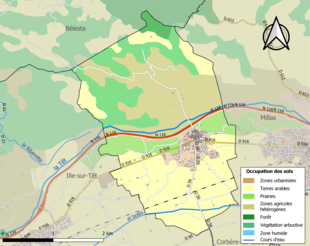 Carte en couleurs présentant l'occupation des sols.