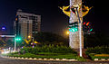 于中国泉州市城雕回旋处设立的国标3孔式组合灯控