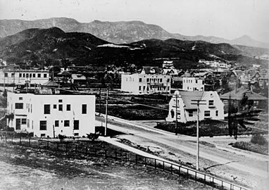 ハリウッド（当時はプロスペクト）とハイランド・アベニューの交差点、1907年