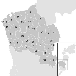 Poloha obce Bernstein v okrese Oberwart (klikacia mapa)