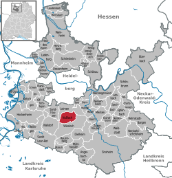 Elhelyezkedése Baden-Württemberg térképén