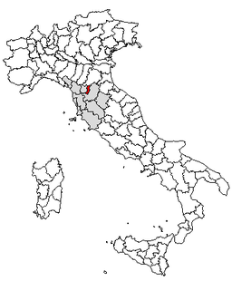 Karta över Italien med Provincia di Prato markerat