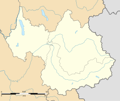 Mapa konturowa Sabaudii, po lewej nieco u góry znajduje się punkt z opisem „Sonnaz”