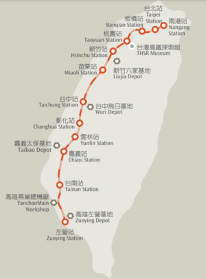 台湾高速鉄道路線図