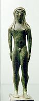 Jove nu, estatueta votiva. Bronze. Chiusi, 550–530 aC