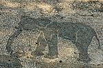 Les éléphants de guerre ont joué un rôle décisif dans la guerre des Mercenaires, mosaïque in situ de la place des Corporations à Ostie.