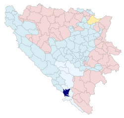 Location of Čapljina municipality within Bosnia and Herzegovina.