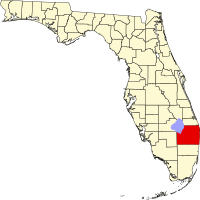 Map of Florida highlighting Palm Beach County
