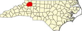 Locatie van Wilkes County in North Carolina