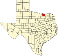 Locatie van Grayson County in Texas