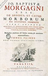 Titelseite der Erstausgabe von De sedibus et causis morborum