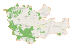 Mapa konturowa gminy Niegowa, na dole nieco na lewo znajduje się ikonka zamku z wieżą z opisem „Zamek w Mirowie”