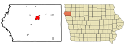 Location of Le Mars within Plymouth County and Iowa