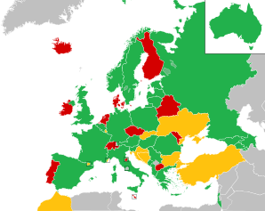 A coloured map of the countries of Europe