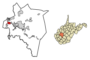 Location of St. Albans in Kanawha County, West Virginia.