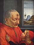 『老人と少年』 ドメニコ・ギルランダイオ 1488 板、テンペラ 63 x 46 cm ルーヴル美術館